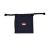 Angel Smile Royal School Grosgrain Portable Slippers Size LL Tiara Embroidered Navy Drawstring Bag Set of 2 (Solid Black) & (Small) (RSL2022001 LL)