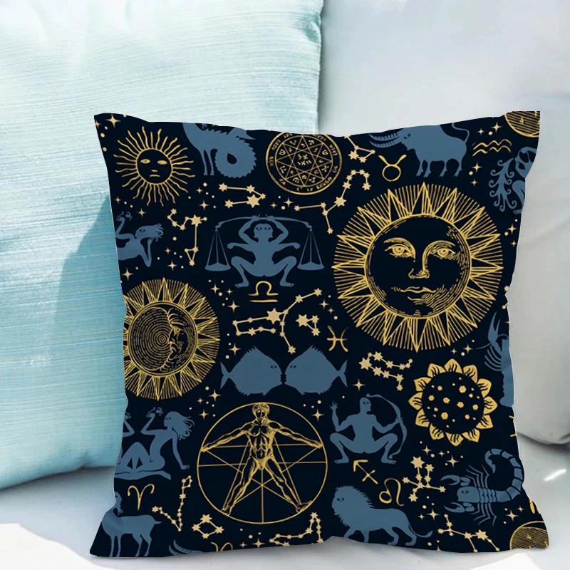 Tarot Sun And Moon Cushions Double-Sided Printing Pillows Decorative For Bed Of Modern Sofa Pillow Cover Decoration Living Room