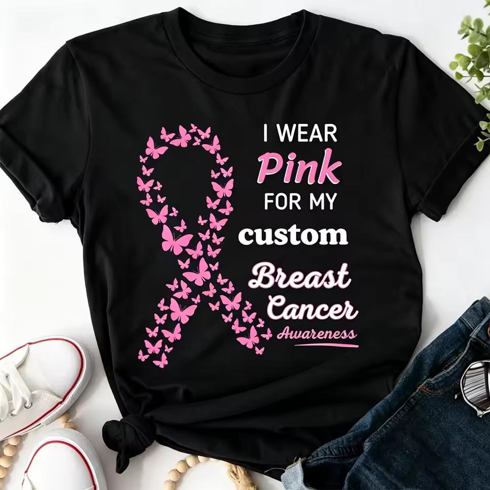 I Wear Pink for My Custom Shirt Breast Cancer Shirts for Family Breast Cancer Awareness Shirt Pink Ribbon T Shirt Group Matching