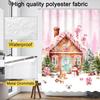 Christmas Pink Gingerbread House Shower Curtain Pink Candy House Home Bathroom Decorations Snowy Winter Christmas Trees