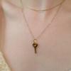 Fiore Stone Heart Key Necklace (gold)