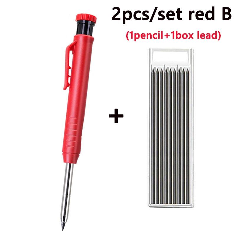 2.8mm Solid Carpenter Mechanical Pencil With Sharpener For Woodworking Construction Long Head Carpenter Pencil Stationery Tools