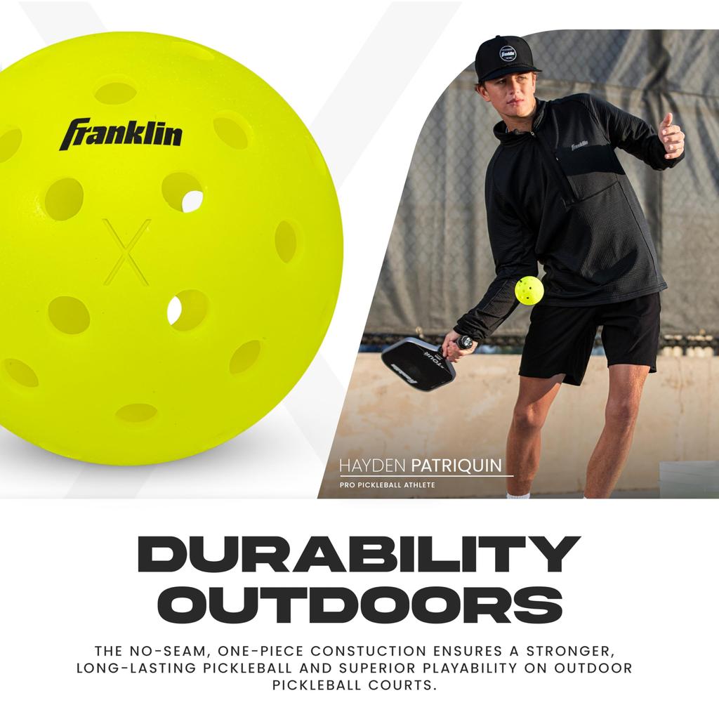 Franklin Sports X-40 Pickleball Balls, Outdoor Optic Yellow, USAPA Approved, US Open, Pack of 3 [Officially Imported from Japan]