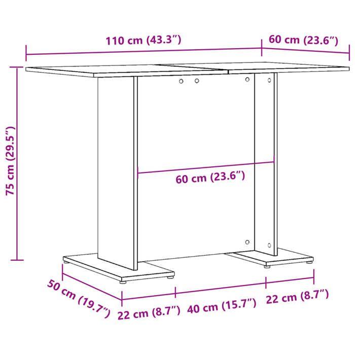 VidaXL Table à manger vieux bois 110 x 60 x 75 cm bois ingénierie 855808