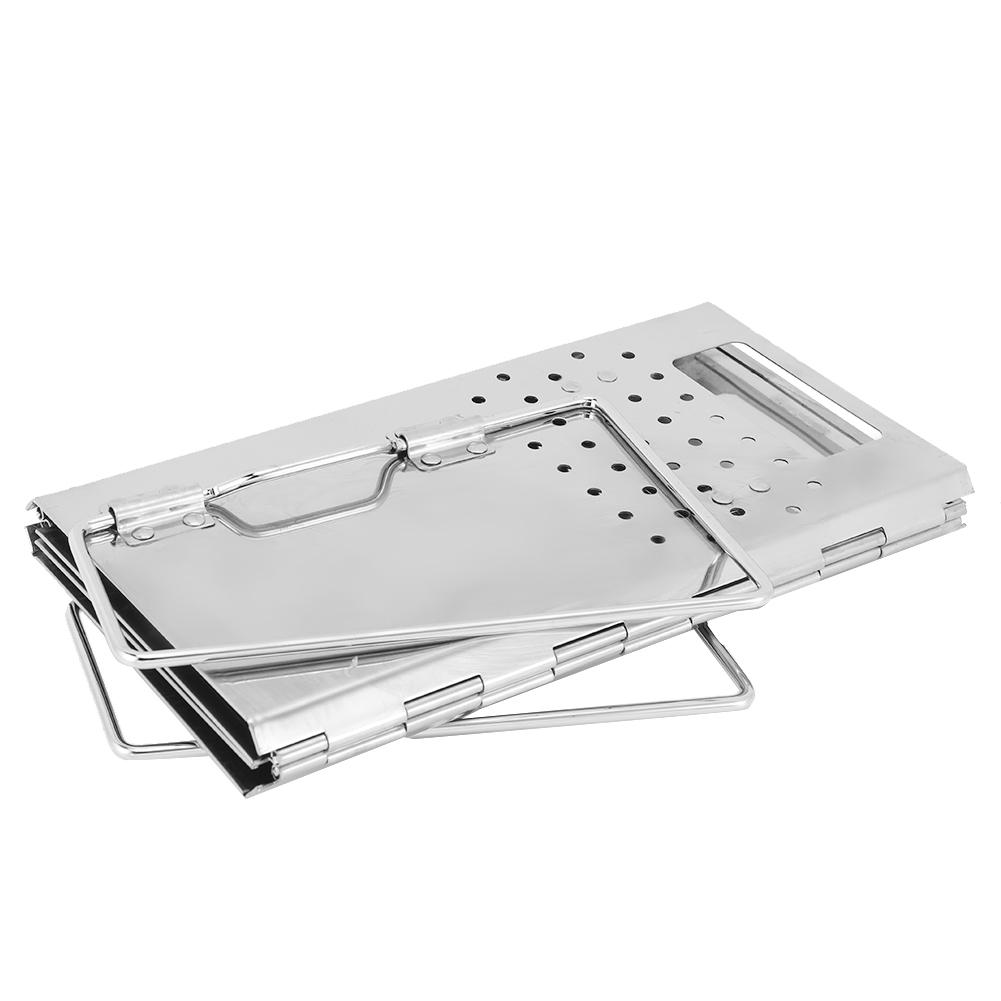 Edelstahl Klappbarer Barbecue Grill Tragbarer Holzkohle Holzofen für Camping Garten Outdoor