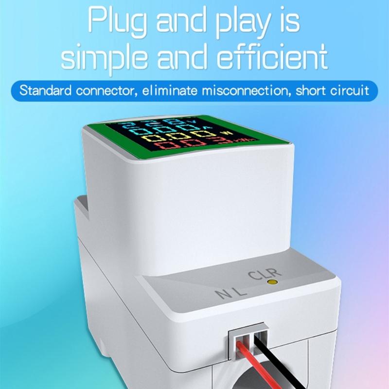 Digital Single Phase Energy Meter Tester ,AC50-300Volt 100A Voltmeter Ammeter Watt Kwh,Din Rail Electricity Usage Meter