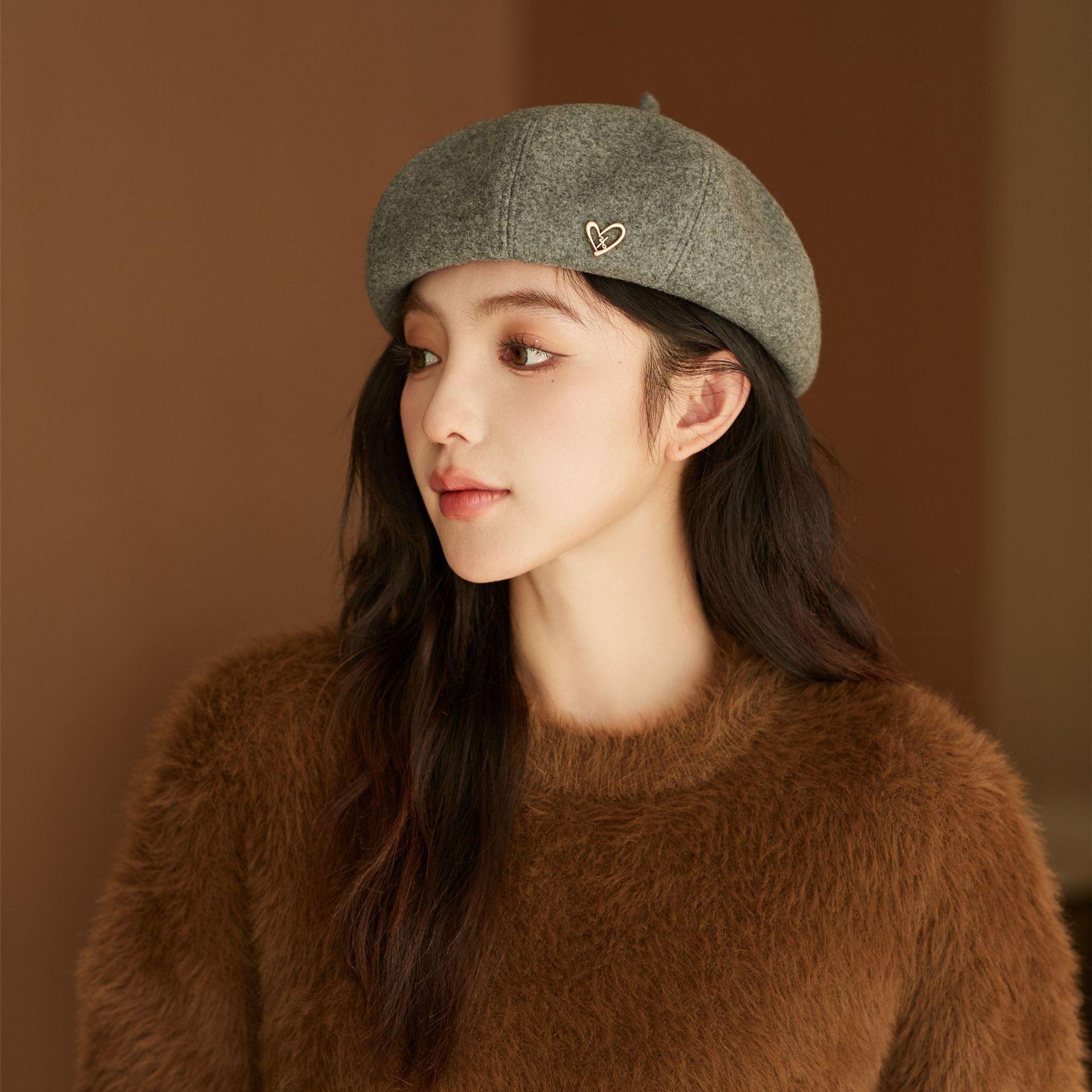 

Берет Женский Весна и Осень Новый Коричневый Шляпа Художника Осень и Зима Шляпа Бадьяна Adjustable серый