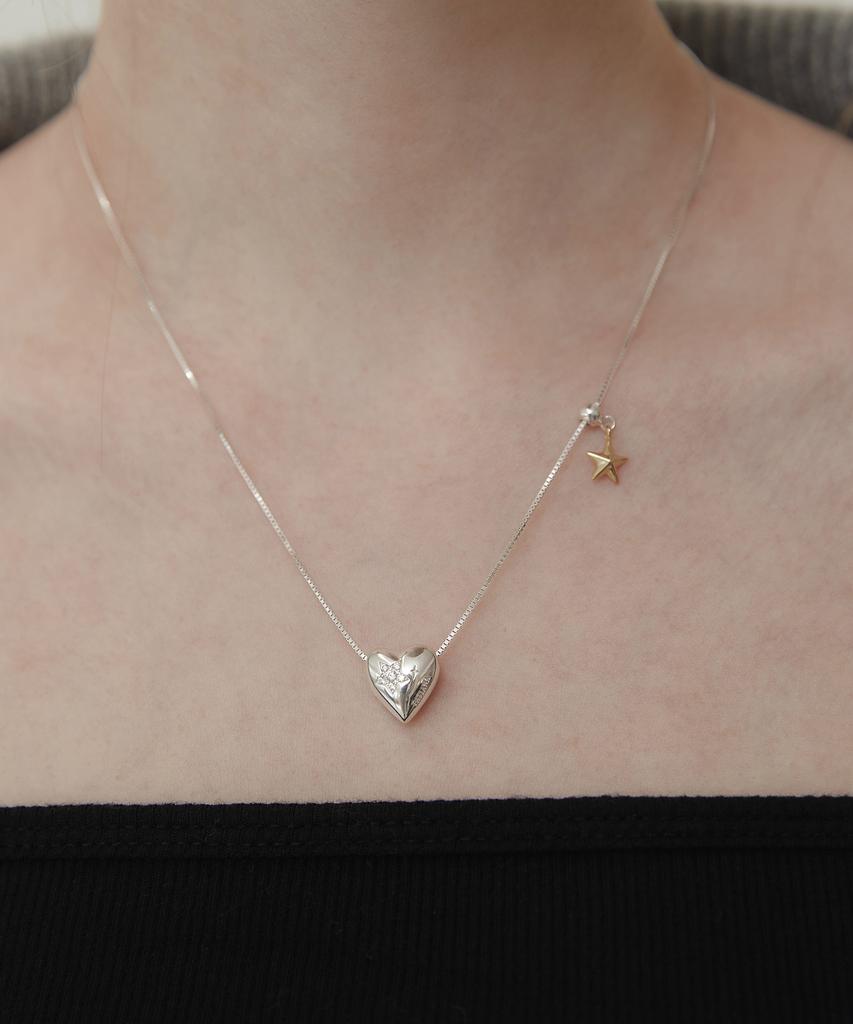 Tatiana (Silver 925) Chocolat Heart Star Dangle Necklace Nz2162