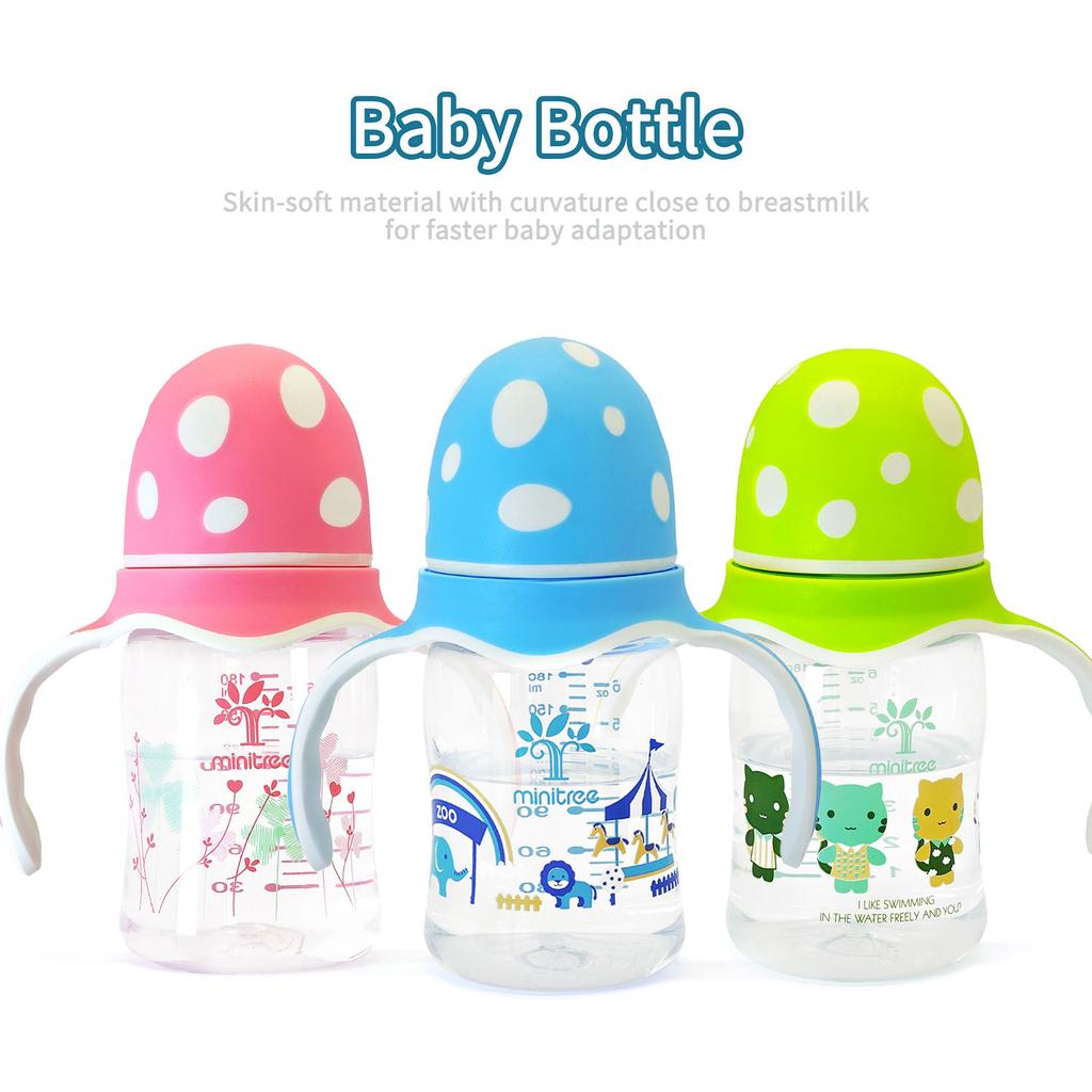 180ml Mushroom Bottle Food-grade PP Material Lightweight and Drop-resistant Wide-mouth Easy To Clean Silicone Nipple