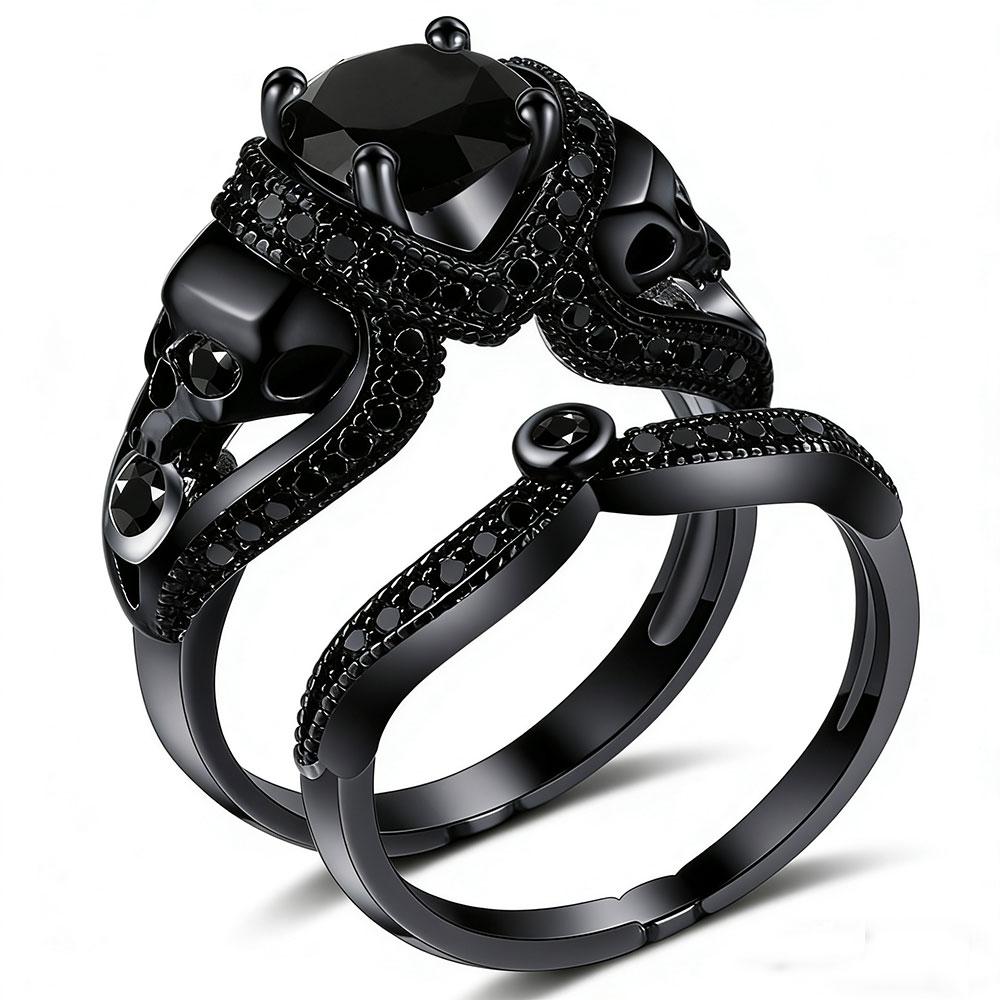 Black Color Skull Women Zircon Punk Rings Women Engagement Ring Jewelry Ring Set Engagement Jewelry