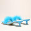 Liyke Summer Slippers Women Fashion Green Fur Feather Pvc Transparent Sandals Shoes Casual Gladiator Low Thin Heels Mules Slides