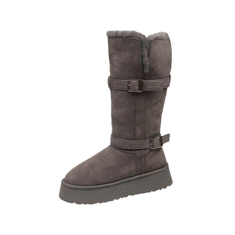 Snow Mountain Heater~ Leather Warm Two Wear Thick-soled Medium-high Snow Boots Women's New Plush Cotton Shoes In Winter