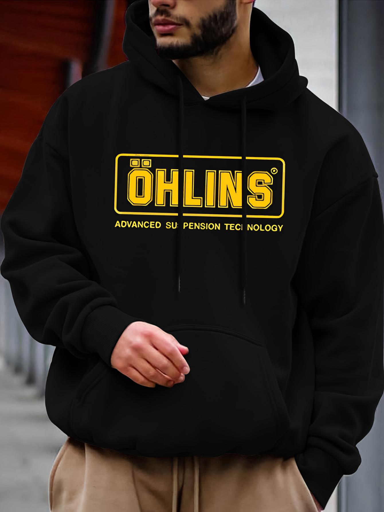 

[Ohlins Hoodie] Ohlins Unisex Thermal Hoodie | 100% Polyester Loose Fit Long Sleeve Bold Yellow Logo Advanced Suspension hoodie M