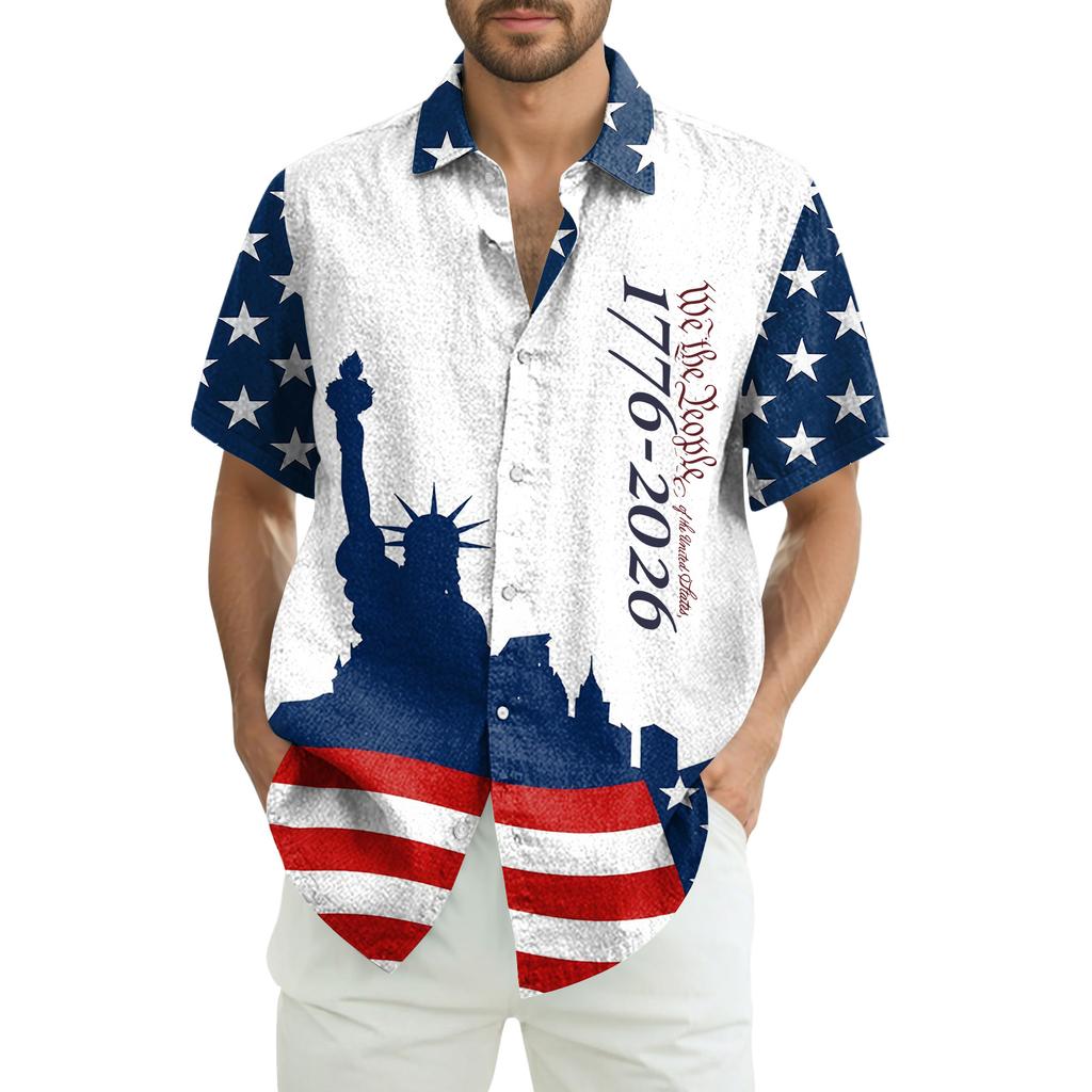 Camisa Masculina Casual de Manga Curta com Gola