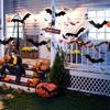 12Pcs Halloween Hanging Bat Decorations - Plastic Flying Bats with Light-Up Eyes, Suitable for Outdoor Front Door Yard Tre