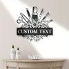 Personalized Floral Metal Sign Nail Artist Name Salon Wall Decor