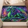 Green and Purple Dragon Rug - Fantasy Animal Non-Slip Floor Mat for Bedroom - Washable Indoor Outdoor Entryway Carpet Rug