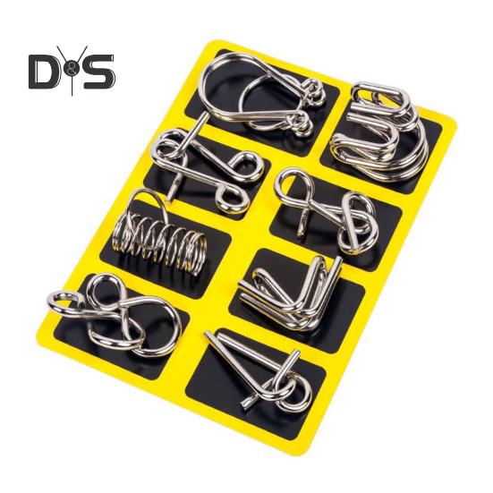 8 sztuk/zestaw Metalowy pierścień do układania łamigłówek 3D Drut Puzzle Gra Dzieci Dorośli Logika Umysł Test IQ Edukacyjny Odblokuj Blokada Zabawka Maluchy Chłopcy Dziewczęta Prezent