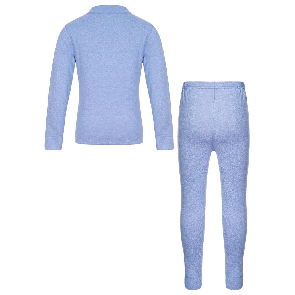 Set di biancheria intima termica per bambini Due pezzi Colore Unico Strato di Base Maglietta a Maniche Lunghe Leggings con Vita Elastica
