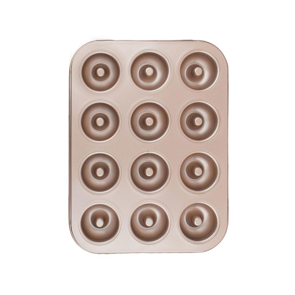 12/24 Donut Baking Pans Carbon Steel Mini Donut Mold Nonstick Doughnut Cake Baking Tray Muffin Bakeware Easy to Use