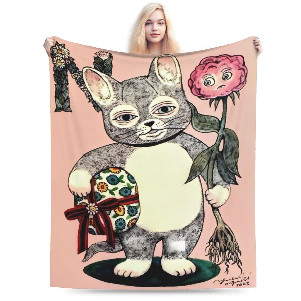 Kitty Art Artist Y-Yuko H-Higuchi Flannel Blanket Winter Soft Throw Blanket for Child Couch Bed Pattern Bedspread Sofa Bed Cover