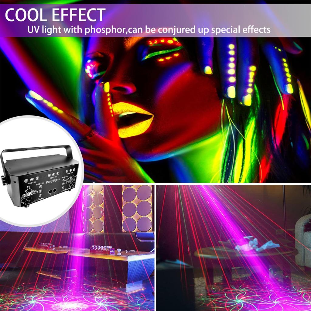 21 Augen DJ Party Stroboskoplicht RGB DJ Disco DMX 512 Sprachaktivierter Projektor mit Fernbedienung