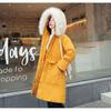 Women Winter Down Cotton Padded Parka Jacket Coat Middle Long Hooded Fur Collar Big Pocket Zipper Thicken Warm Loose Solid Color