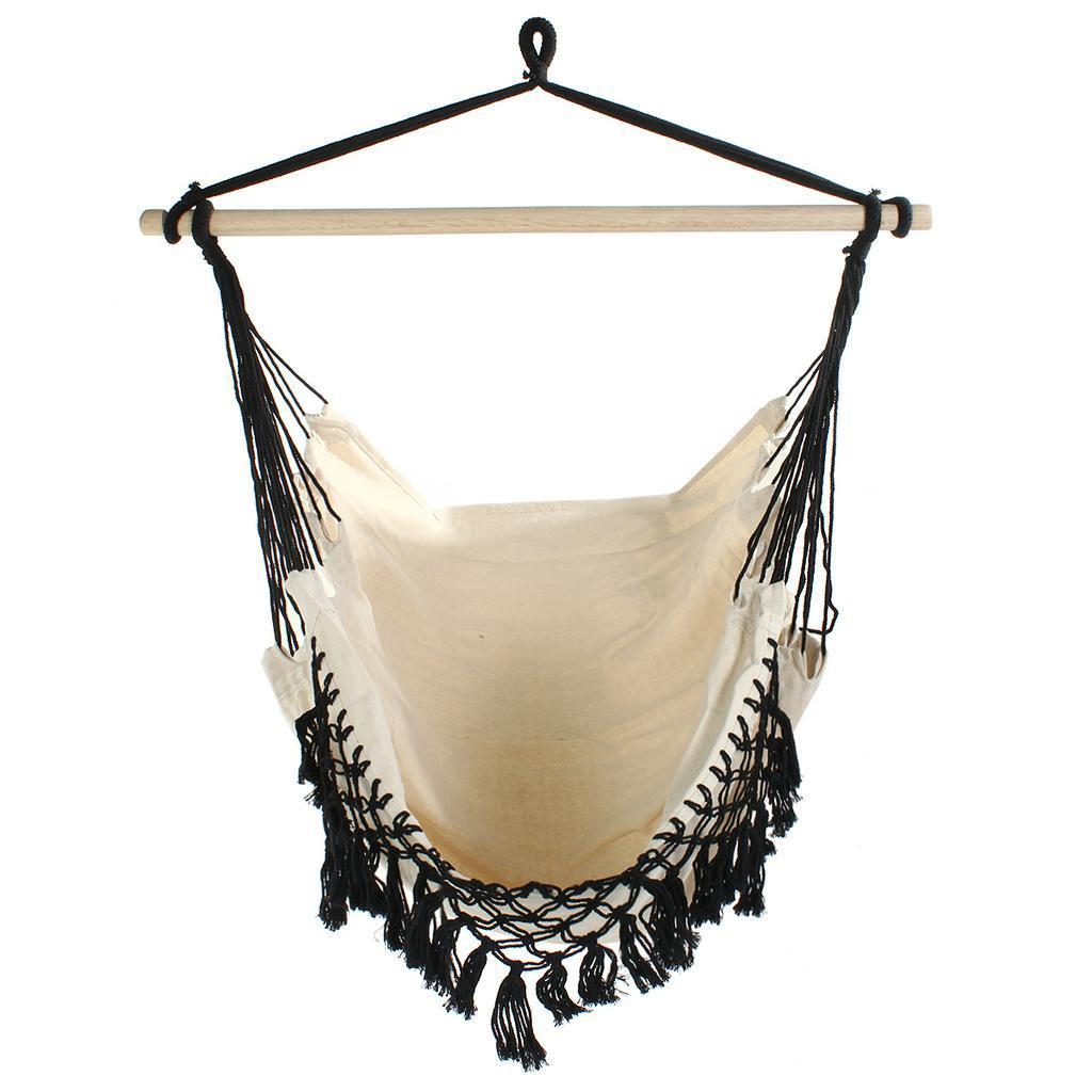 

Садовое кресло-гамак в богемном стиле для дома, улицы, общежития, балкона, подвесное кресло-качели с деревянной подставкой, новое чёрный