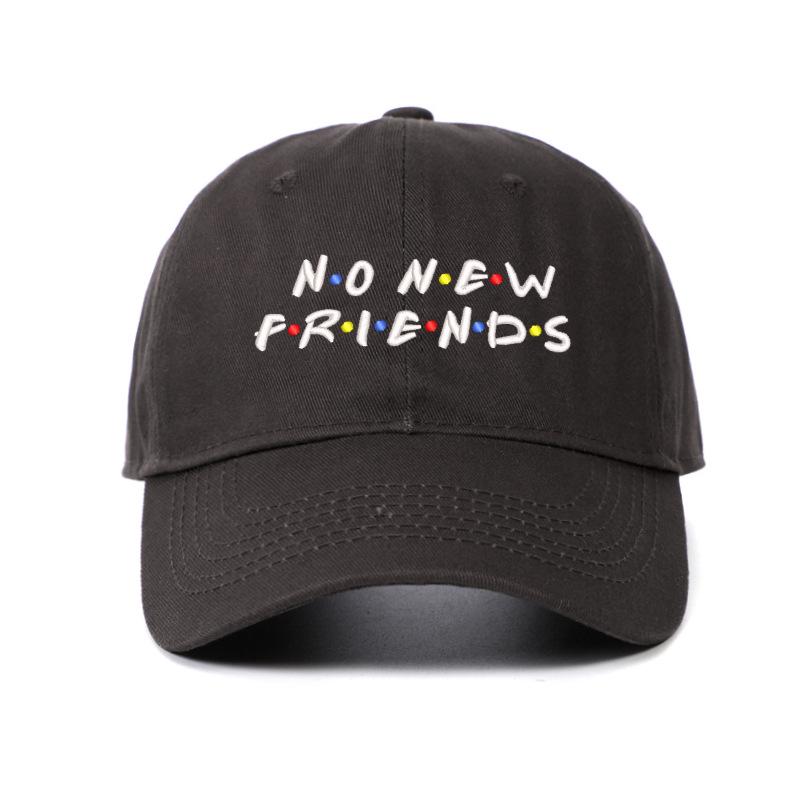 Korean Style 'No New Friends' Embroidered Unisex Baseball Cap with Sun Visor