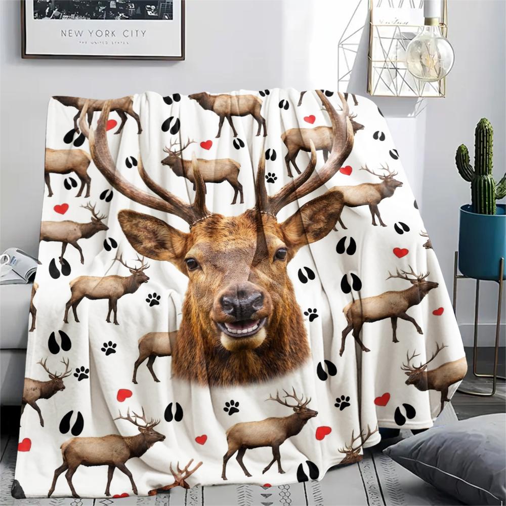 1PC Cartoon Sheep Print Flannel Blanket, High quality All Seasons, Home Decor, Warmth and Comfort, Perfect for Christmas Gifts