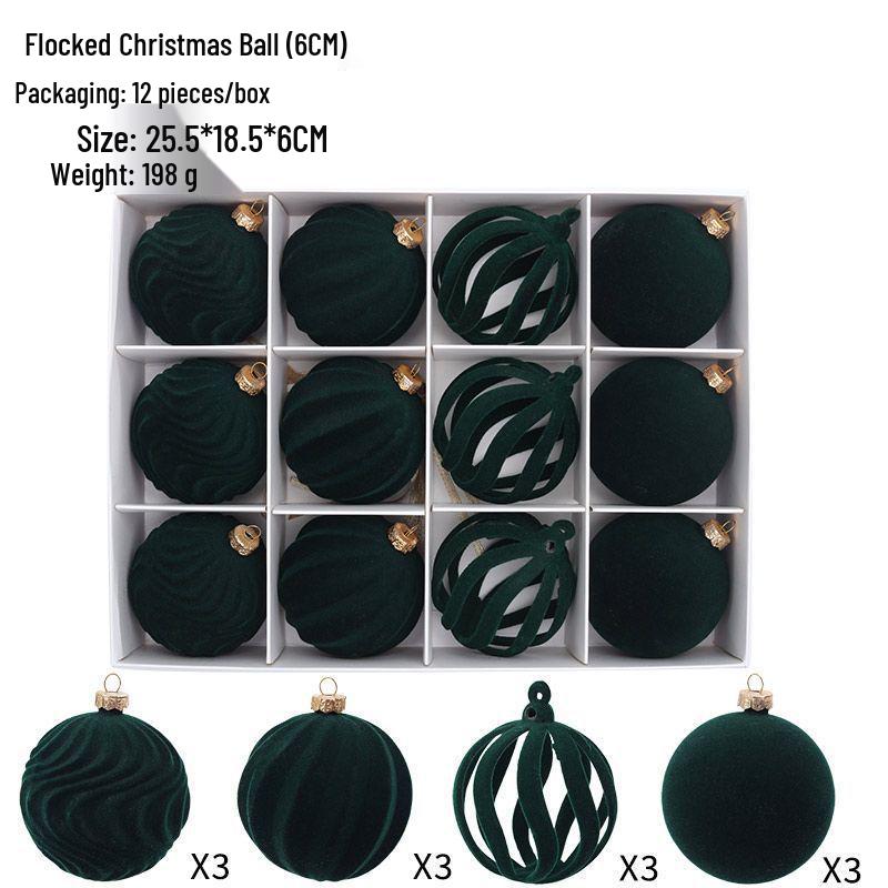 Colorful 6cm Cross-Border Christmas Ornament Balls – Flocked Hanging Decorations