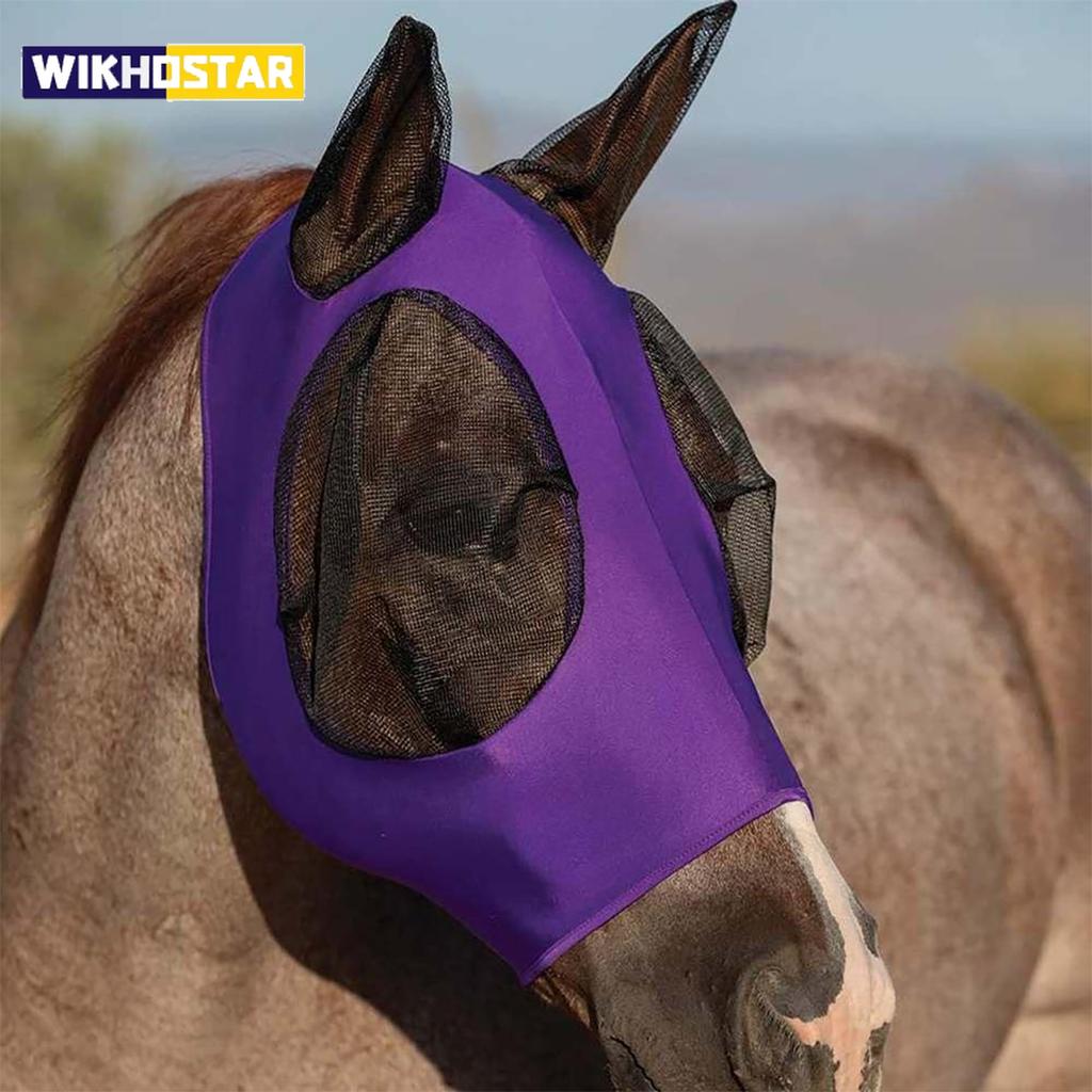 Maschera anti-tafani anti-ultravioletti, rete traspirante regolabile, attrezzatura da equitazione, leggera per esterni