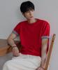 NODU Layered Color Block Round Cropped Half Knit [Red]
