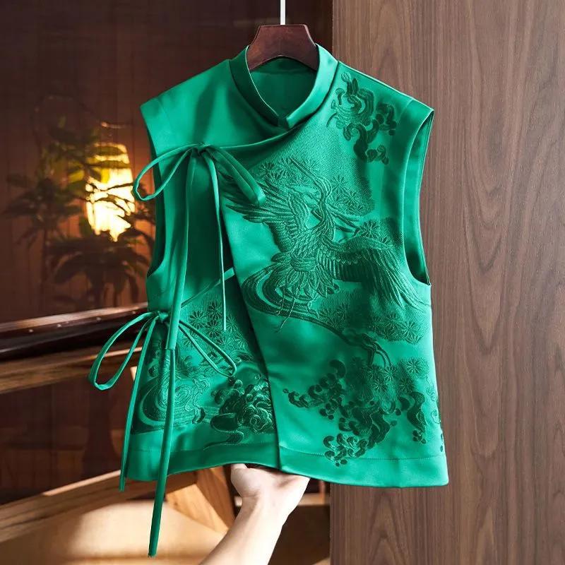 Women's Jackets Women Vest Chinese Embroidery Chinese Vest Vest Female Design Sense Vest National Style Buckle Female