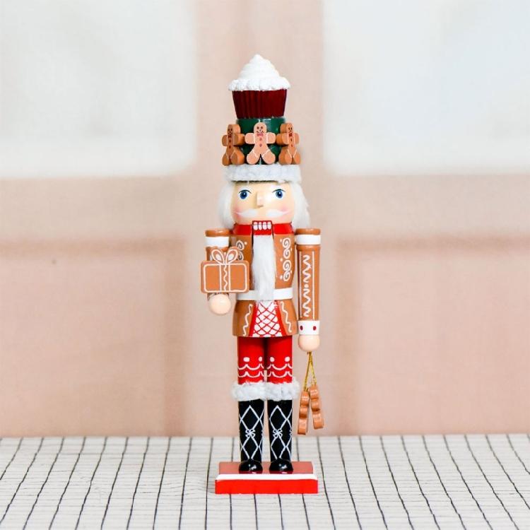 Fascinating 35Cm Gingerbreads Nutcrackers Statue Handcrafted Wooden Christmas Ornament Great For Festival Ambiances