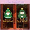 Christmas Door Pvc Static Sticker With Santa Claus Penguin Design Festive For