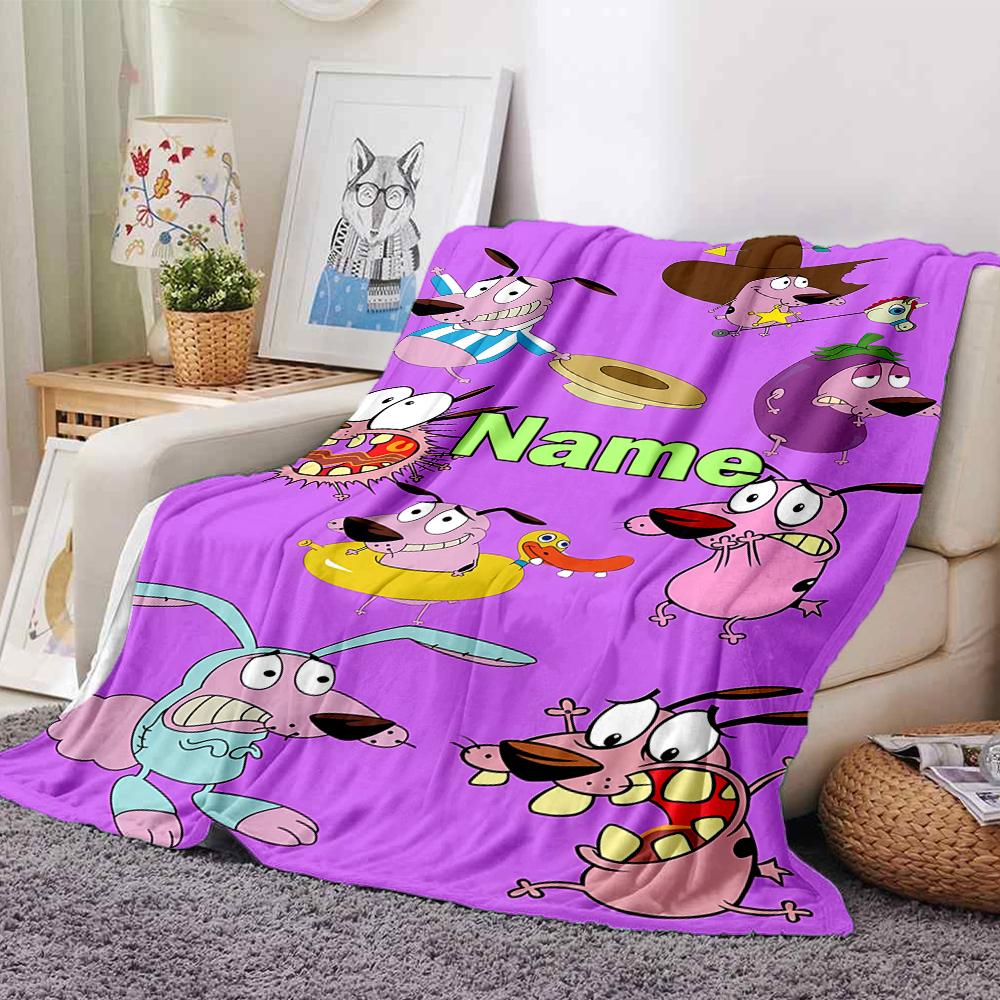 Customiz Name Personality Courage the Cowardly Dog Blanket Soft &Warm Sofa Office Bed Travel Lunch Break Blanket, Gift Suitable All Seasons