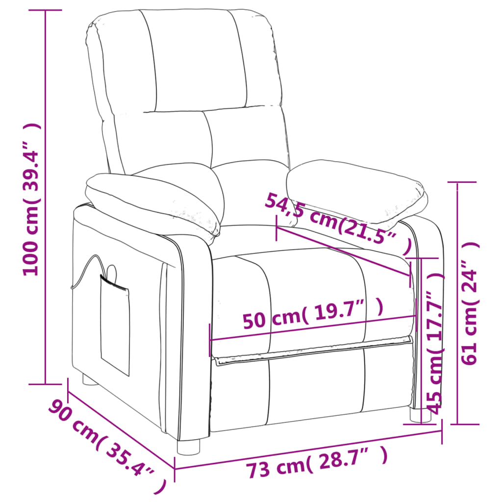 Massage Chair Burgundy Fabric