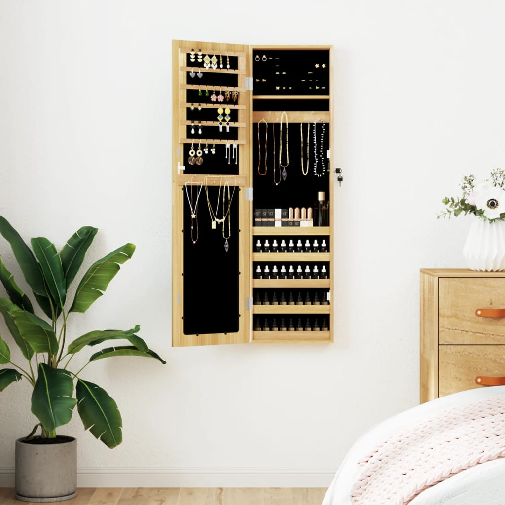 Jewelry Cabinet with Mirror Wall Mountable 30 x 8.5 x 106 cm