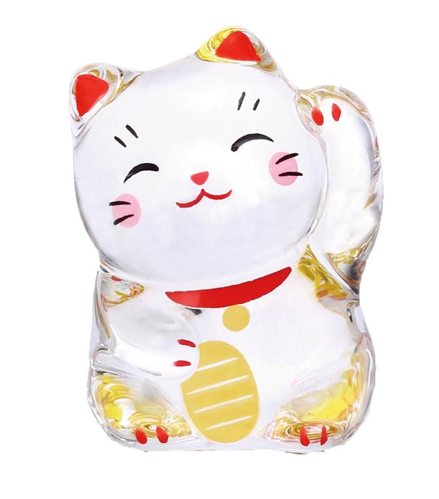 Yakushigama Crystal Lucky Cat Hand 3 Pieces (left Raised)