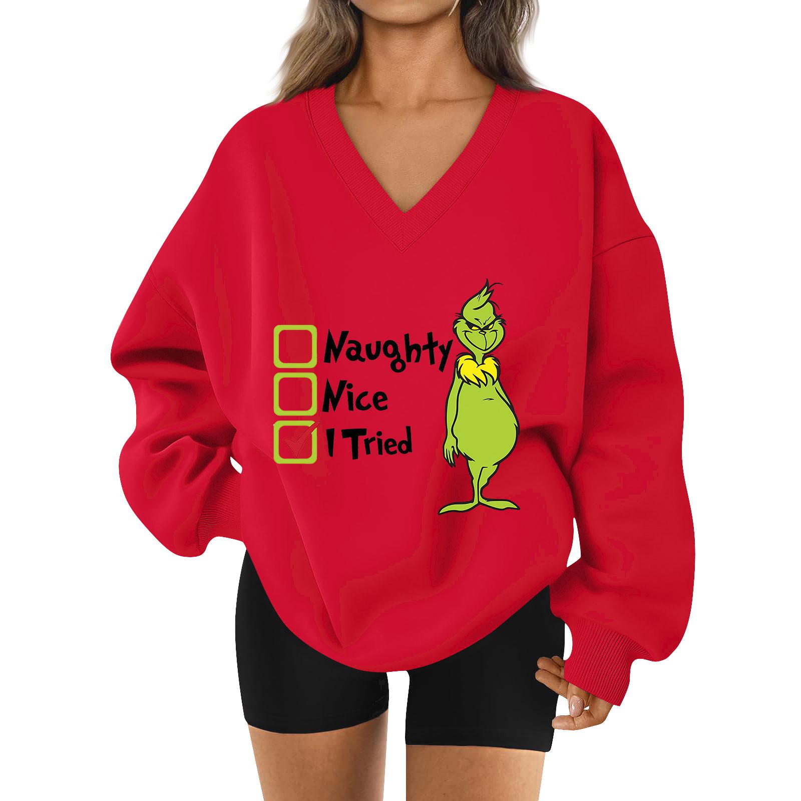 

Женская свободная и удобная спортивная одежда с V-образным вырезом и надписью, толстовка с длинным рукавом, повседневная одежда для сочетания XXXL красный