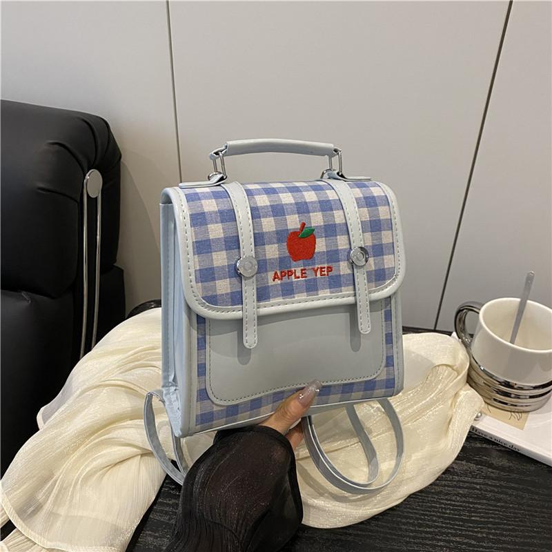 

Летняя новая мода студент большая вместимость дорожная клетчатая простая повседневная сумка-тоут через плечо женская синий