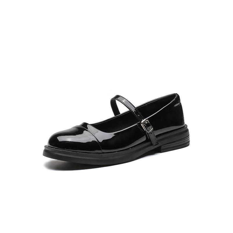Mary Jane shoes women's 2025 spring color matching single shoes round head patent leather small leather shoes thick heel Ge Shilin women's shoes retro