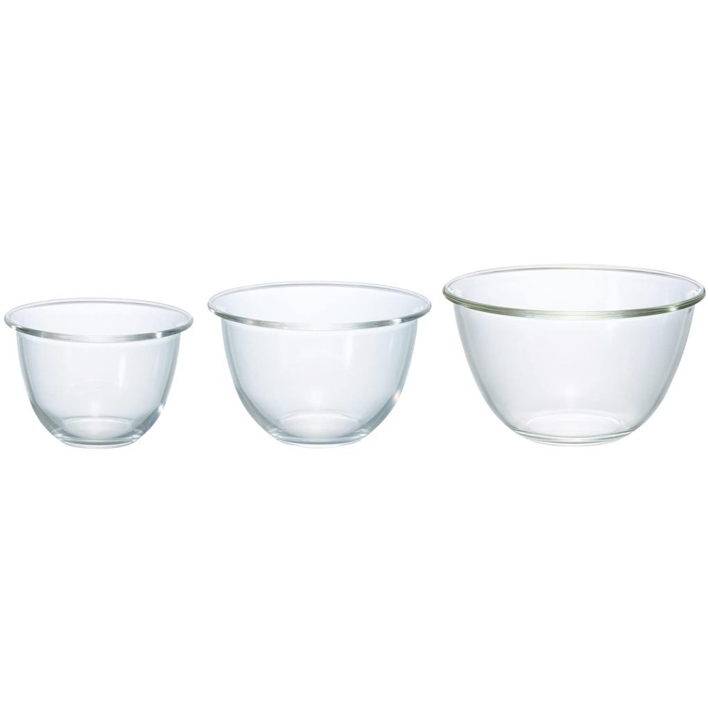 HARIO Heat-Resistant Glass Bowls, Clear, Made in Japan, MXP-3704, Set of 3