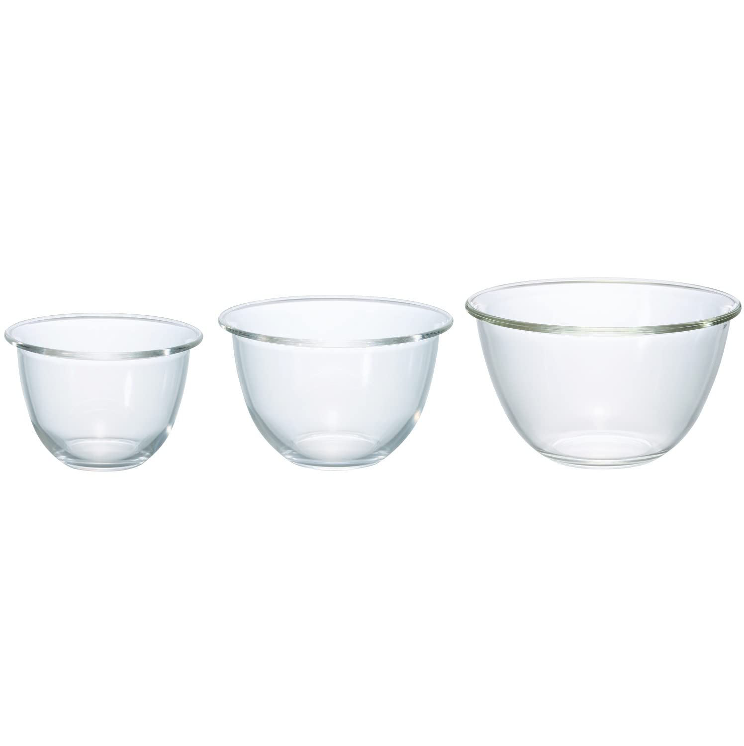 

HARIO Heat-Resistant Glass Bowls, Clear, Made in Japan, MXP-3704, Set of 3