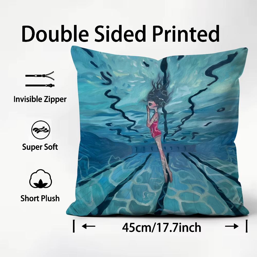Art Aya Takano Cushion Cover Pattern Printed Pillowcase for Living Room Sofa Cushion Cover & Bedroom Decor