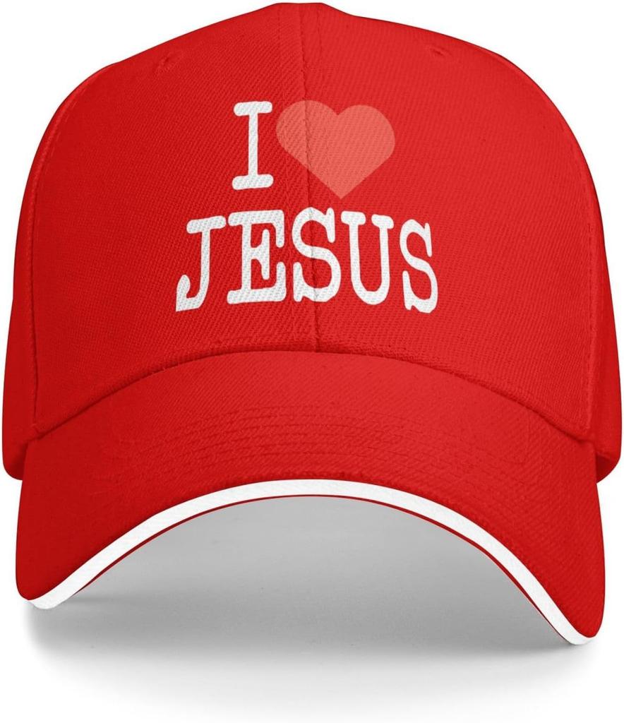 I Love Jesus Christian Baseball Cap Polyester Adjustable Trucker Hat for Adults