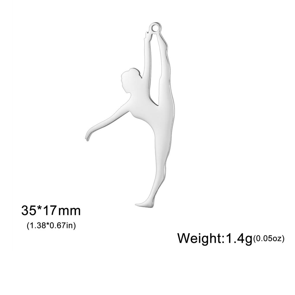 Teamer 5pcs/lot DIY Gymnast Sporter Charms Stainless Steel Gymnastics Dancer for Necklcae Bracelets Keychain Jewelry Making Gift