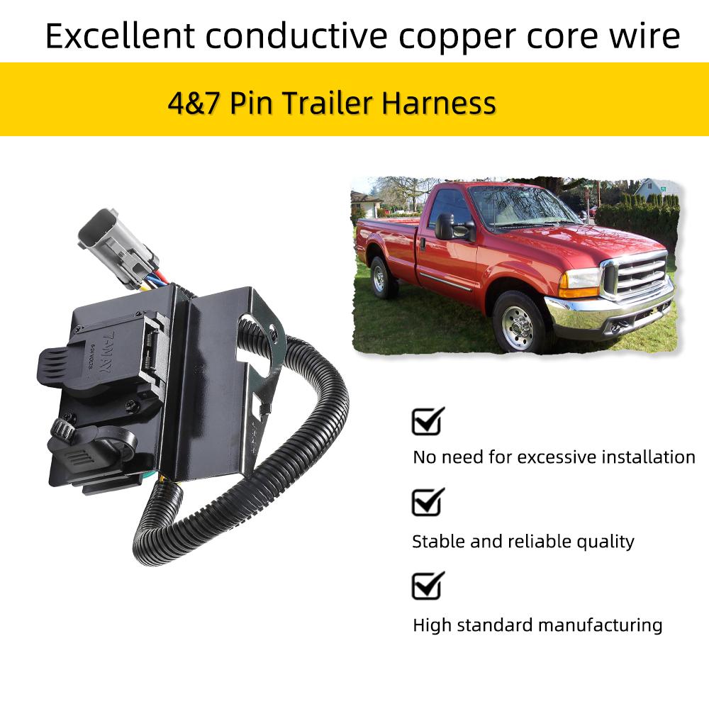 2C3Z-13A576-DA 4 & 7 Pin Trailer Tow Wiring Harness Plug for Ford F250 F350 Super Duty 2002-2004 Loom Harness 2C3Z13A576DA