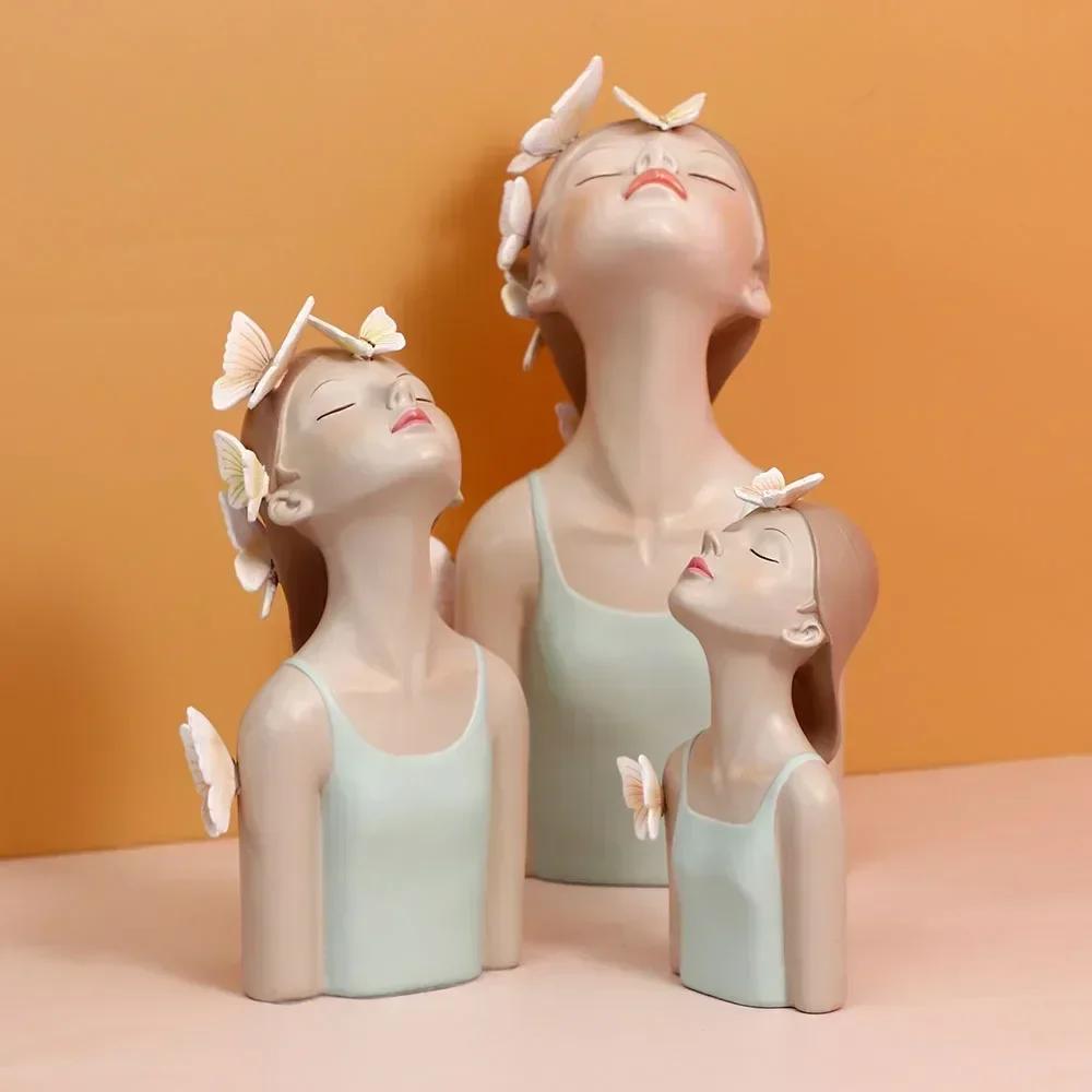 Fashion Butterfly Girl Resin Decorative Ornament Figurines for Interior Desktop Decor Accessories Home Living Room Object
